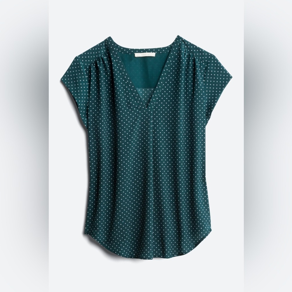 fun 2 fun Teal Polka Dot V-Neck Blouse